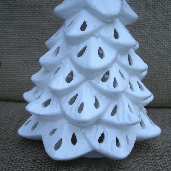 Vintage Handmade Ceramic Holiday Tree Candle Lamp - Picture 10 of 15